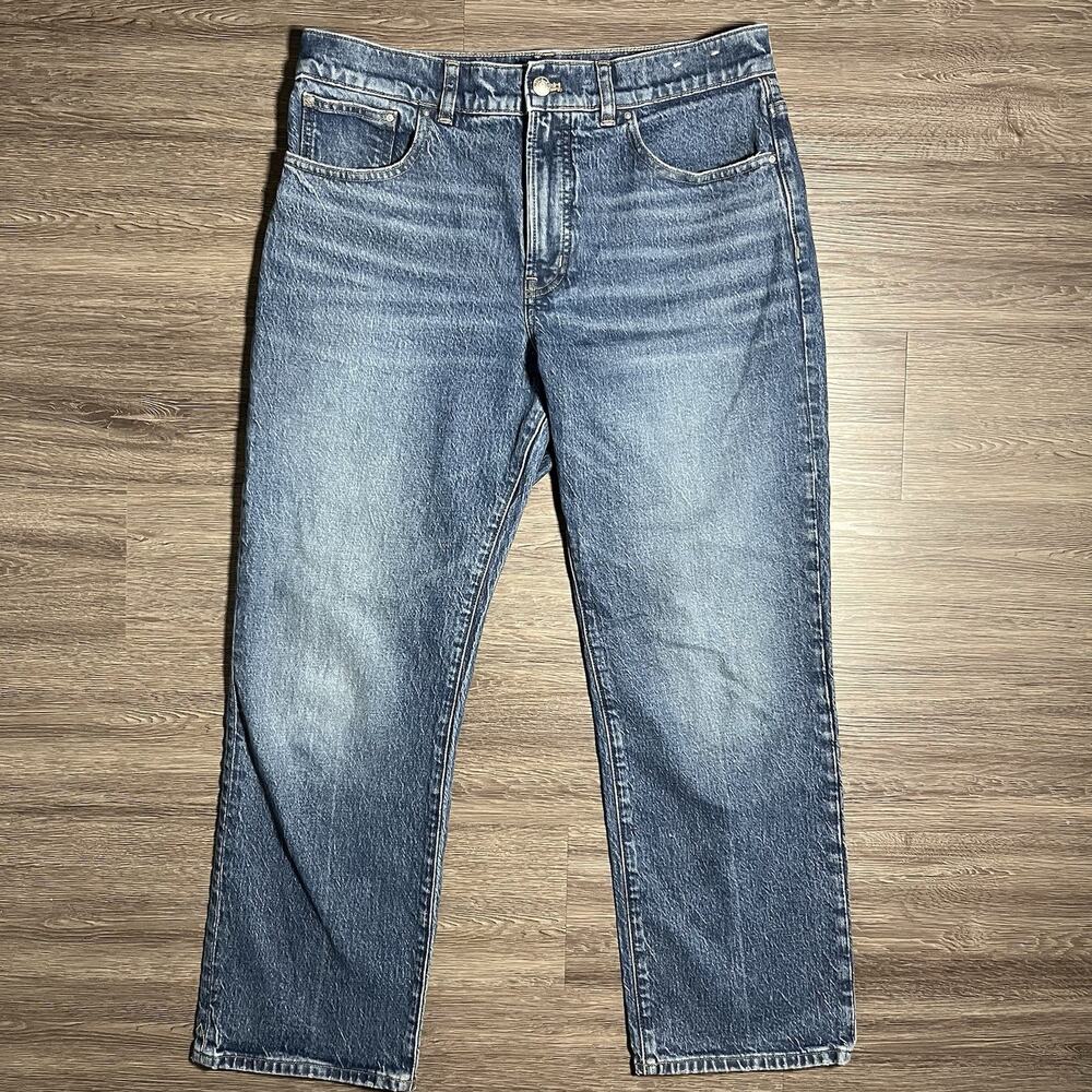 Madewell Petite Longline Straight Jeans Womens 30P Greendale Indigo Cone Denim